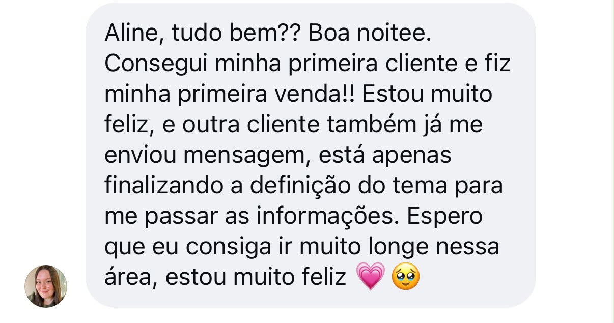 Print de depoimento sobre a Aline 2
