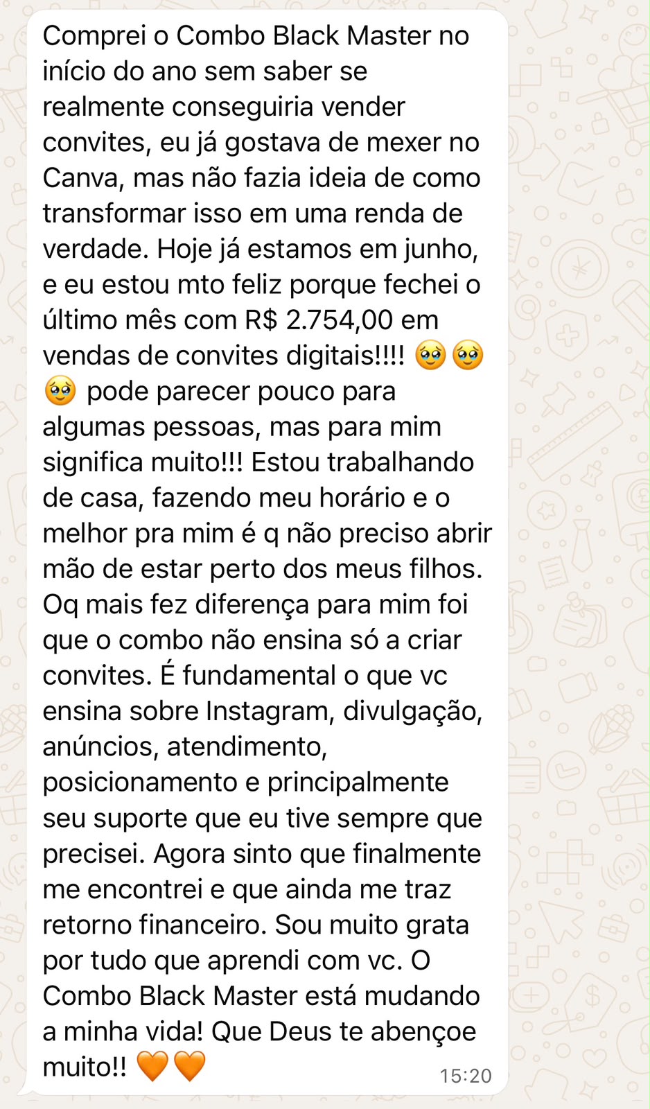 Print de depoimento sobre a Aline 7