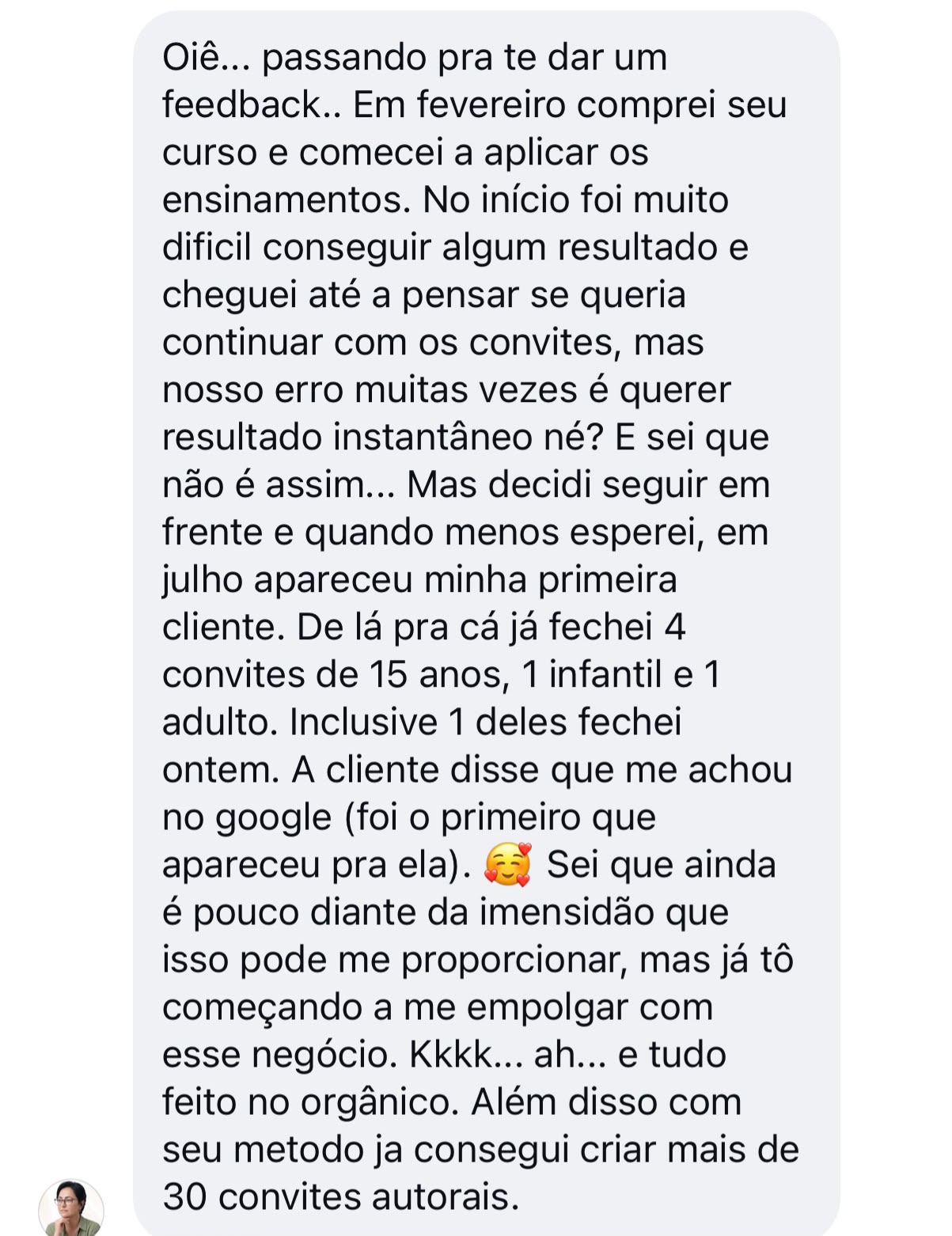 Print de depoimento sobre a Aline 1