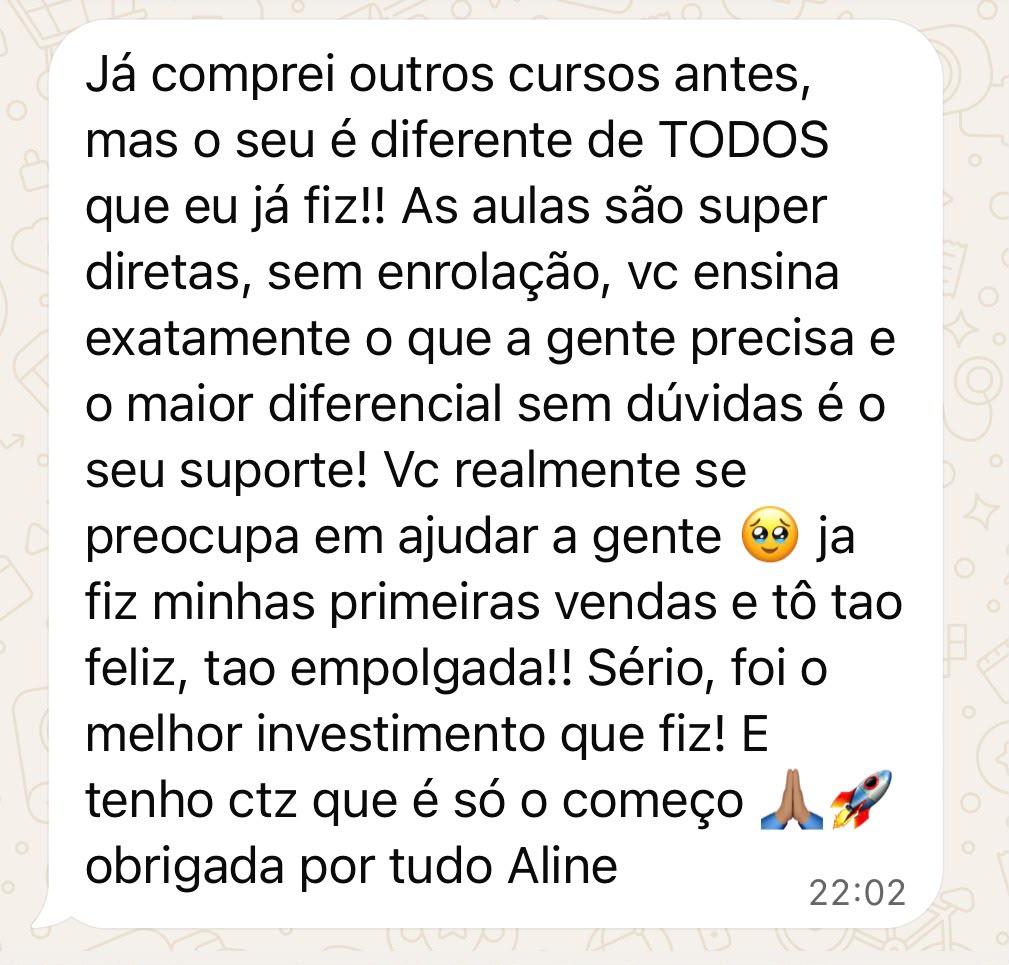 Print de depoimento sobre a Aline 3